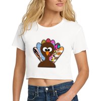 Turkey Colorful Abstract Thanksgiving Crop Top