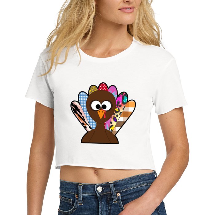 Turkey Colorful Abstract Thanksgiving Crop Top