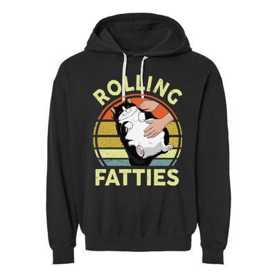 Tuxedo Cat Breed Rolling Fatties Funny Mom Dad Kitten Retro Garment-Dyed Fleece Hoodie