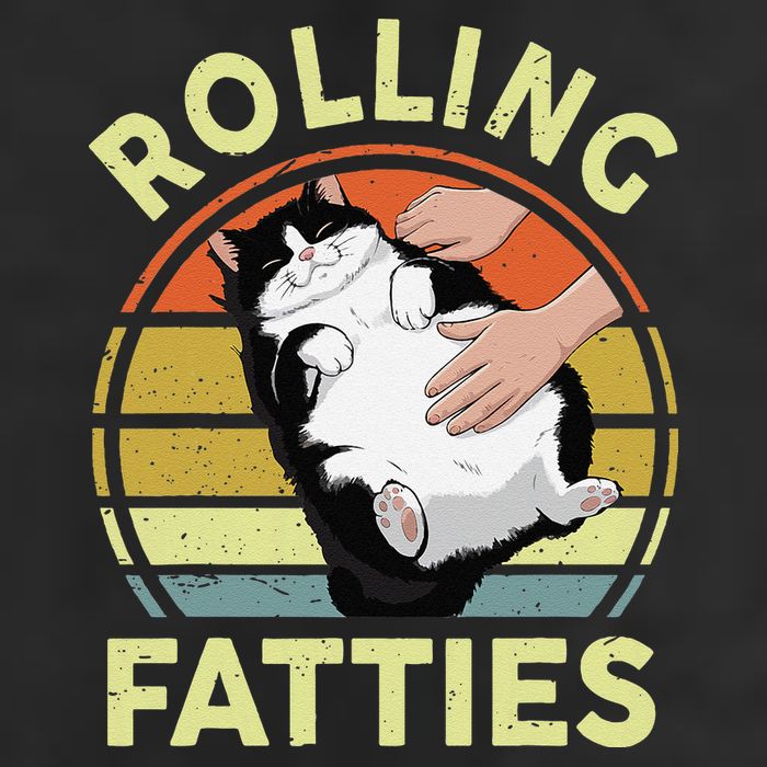 Tuxedo Cat Breed Rolling Fatties Funny Mom Dad Kitten Retro 7 Panel Mesh Trucker Snapback Hat