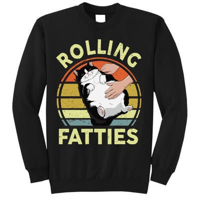 Tuxedo Cat Breed Rolling Fatties Funny Mom Dad Kitten Retro Sweatshirt