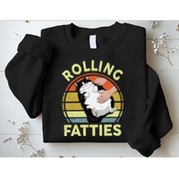Tuxedo Cat Breed Rolling Fatties Funny Mom Dad Kitten Retro Sweatshirt