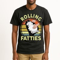Tuxedo Cat Breed Rolling Fatties Funny Mom Dad Kitten Retro Tall T-Shirt
