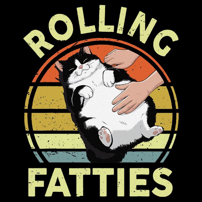 Tuxedo Cat Breed Rolling Fatties Funny Mom Dad Kitten Retro Tall T-Shirt