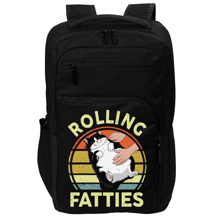 Tuxedo Cat Breed Rolling Fatties Funny Mom Dad Kitten Retro Impact Tech Backpack