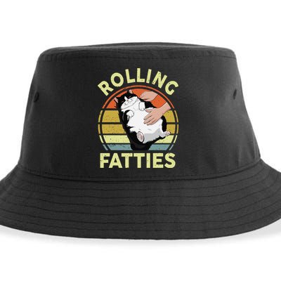 Tuxedo Cat Breed Rolling Fatties Funny Mom Dad Kitten Retro Sustainable Bucket Hat