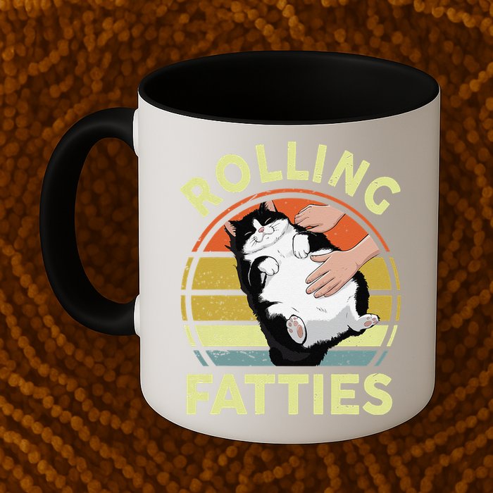 Tuxedo Cat Breed Rolling Fatties Funny Mom Dad Kitten Retro Mug