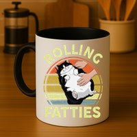 Tuxedo Cat Breed Rolling Fatties Funny Mom Dad Kitten Retro Mug