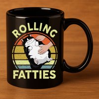 Tuxedo Cat Breed Rolling Fatties Funny Mom Dad Kitten Retro 11oz C Handle Ceramic Mug