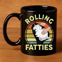 Tuxedo Cat Breed Rolling Fatties Funny Mom Dad Kitten Retro 11oz C Handle Ceramic Mug