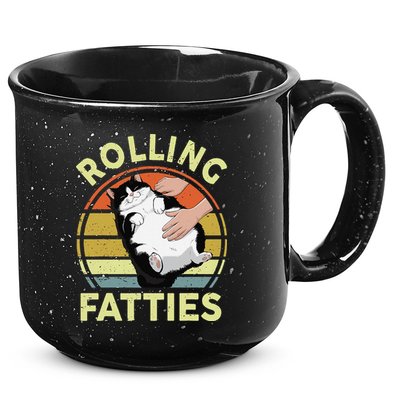 Tuxedo Cat Breed Rolling Fatties Funny Mom Dad Kitten Retro 15oz Campfire Ceramic Mug