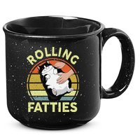 Tuxedo Cat Breed Rolling Fatties Funny Mom Dad Kitten Retro 15oz Campfire Ceramic Mug