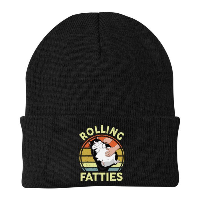 Tuxedo Cat Breed Rolling Fatties Funny Mom Dad Kitten Retro Beanie