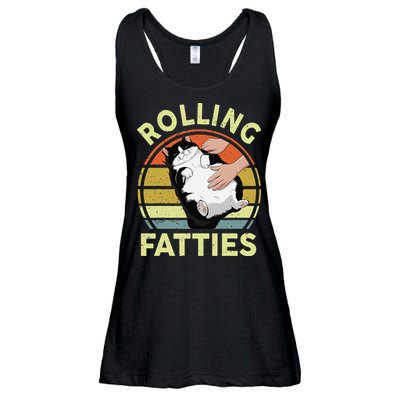 Tuxedo Cat Breed Rolling Fatties Funny Mom Dad Kitten Retro Ladies Essential Flowy Tank