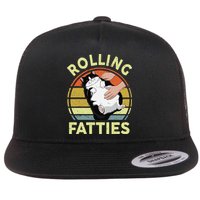 Tuxedo Cat Breed Rolling Fatties Funny Mom Dad Kitten Retro Flat Bill Trucker Hat