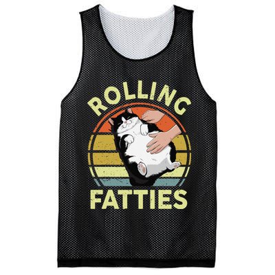 Tuxedo Cat Breed Rolling Fatties Funny Mom Dad Kitten Retro Mesh Reversible Basketball Jersey Tank