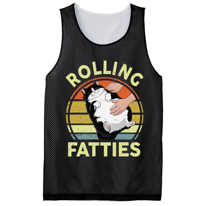 Tuxedo Cat Breed Rolling Fatties Funny Mom Dad Kitten Retro Mesh Reversible Basketball Jersey Tank