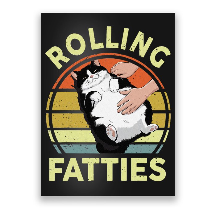 Tuxedo Cat Breed Rolling Fatties Funny Mom Dad Kitten Retro Poster