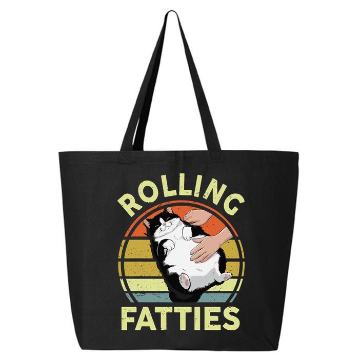 Tuxedo Cat Breed Rolling Fatties Funny Mom Dad Kitten Retro 25L Jumbo Tote