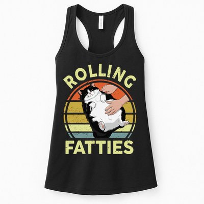 Tuxedo Cat Breed Rolling Fatties Funny Mom Dad Kitten Retro Womens Tank Top