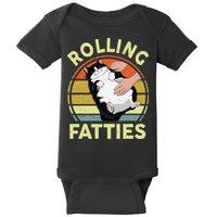 Tuxedo Cat Breed Rolling Fatties Funny Mom Dad Kitten Retro Baby Bodysuit
