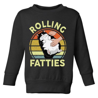 Tuxedo Cat Breed Rolling Fatties Funny Mom Dad Kitten Retro Toddler Sweatshirt