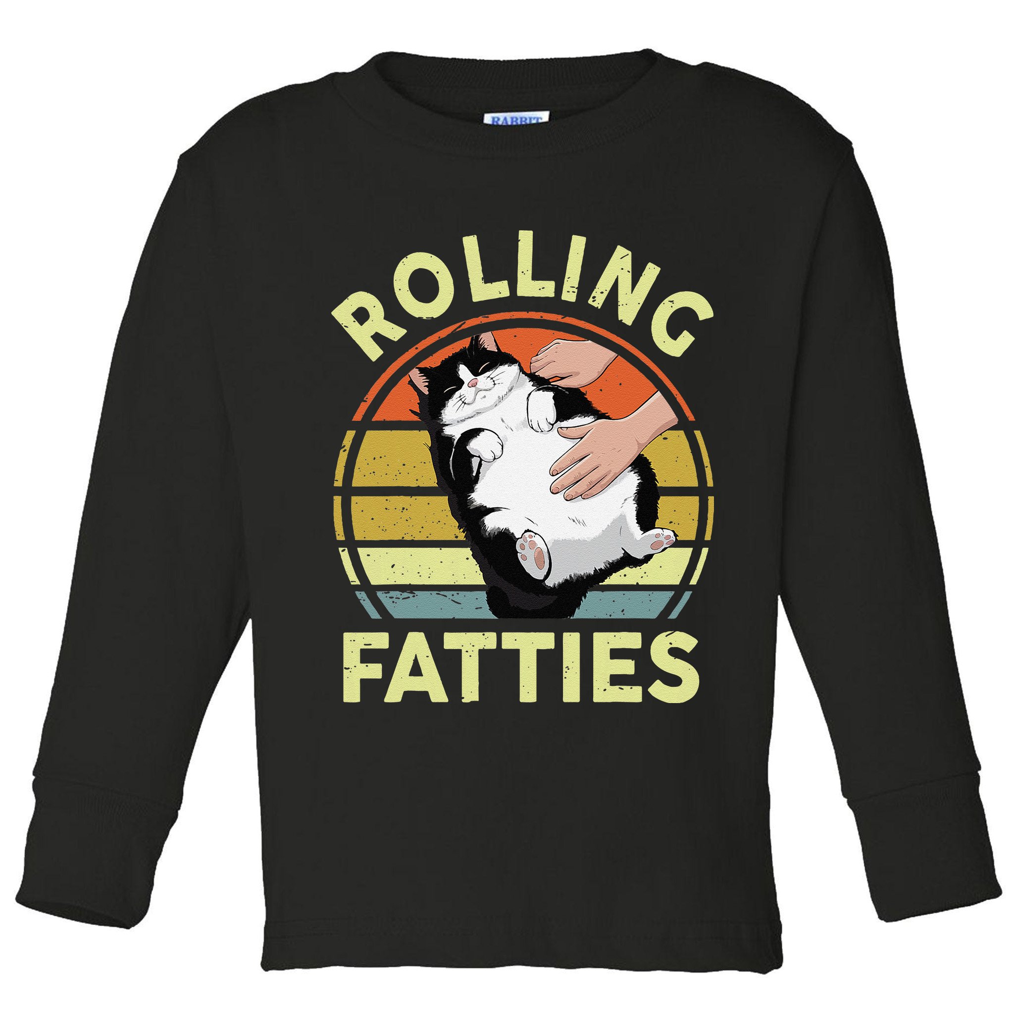 Tuxedo Cat Breed Rolling Fatties Funny Mom Dad Kitten Retro Toddler Long Sleeve Shirt