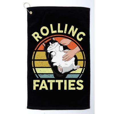 Tuxedo Cat Breed Rolling Fatties Funny Mom Dad Kitten Retro Golf Towel