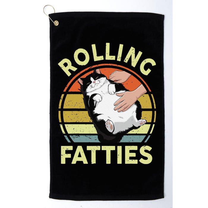 Tuxedo Cat Breed Rolling Fatties Funny Mom Dad Kitten Retro Golf Towel
