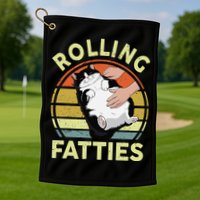 Tuxedo Cat Breed Rolling Fatties Funny Mom Dad Kitten Retro Golf Towel