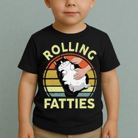 Tuxedo Cat Breed Rolling Fatties Funny Mom Dad Kitten Retro Toddler T-Shirt