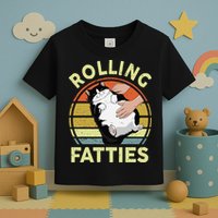 Tuxedo Cat Breed Rolling Fatties Funny Mom Dad Kitten Retro Toddler T-Shirt