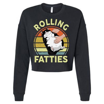Tuxedo Cat Breed Rolling Fatties Funny Mom Dad Kitten Retro Cropped Pullover Crew
