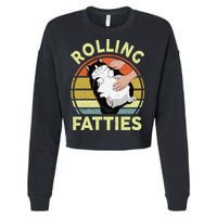 Tuxedo Cat Breed Rolling Fatties Funny Mom Dad Kitten Retro Cropped Pullover Crew