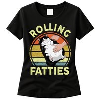 Tuxedo Cat Breed Rolling Fatties Funny Mom Dad Kitten Retro Womens T-Shirt