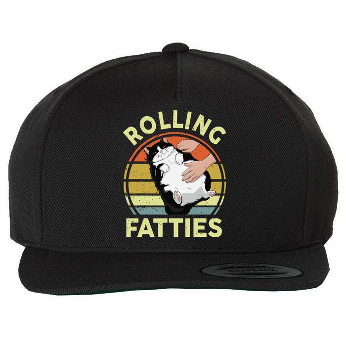 Tuxedo Cat Breed Rolling Fatties Funny Mom Dad Kitten Retro Wool Snapback Cap