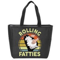 Tuxedo Cat Breed Rolling Fatties Funny Mom Dad Kitten Retro Zip Tote Bag
