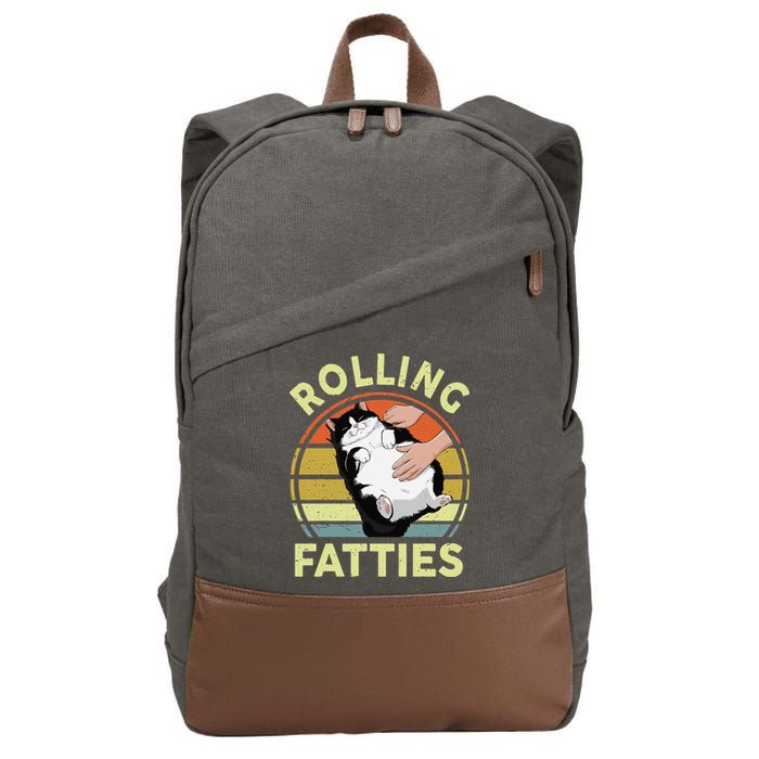 Tuxedo Cat Breed Rolling Fatties Funny Mom Dad Kitten Retro Cotton Canvas Backpack