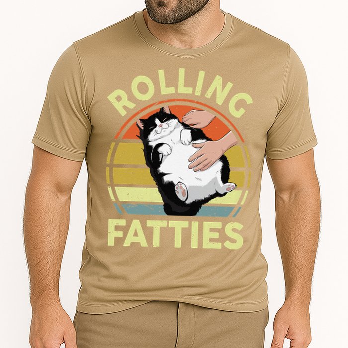 Tuxedo Cat Breed Rolling Fatties Funny Mom Dad Kitten Retro Cooling Performance Crew T-Shirt