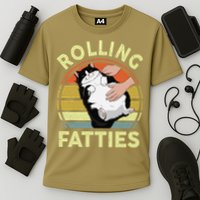 Tuxedo Cat Breed Rolling Fatties Funny Mom Dad Kitten Retro Cooling Performance Crew T-Shirt