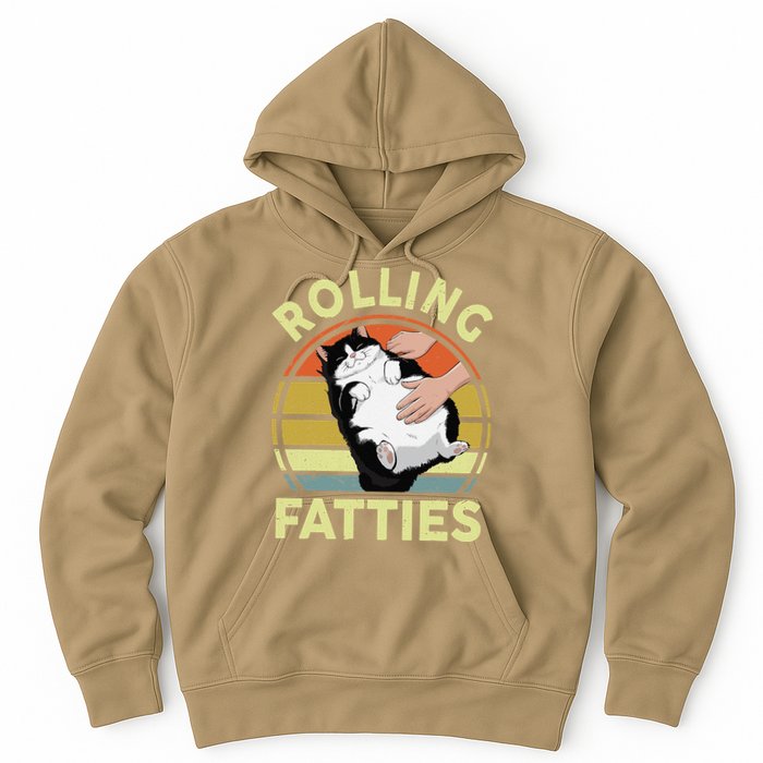 Tuxedo Cat Breed Rolling Fatties Funny Mom Dad Kitten Retro Hoodie