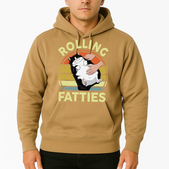 Tuxedo Cat Breed Rolling Fatties Funny Mom Dad Kitten Retro Hoodie