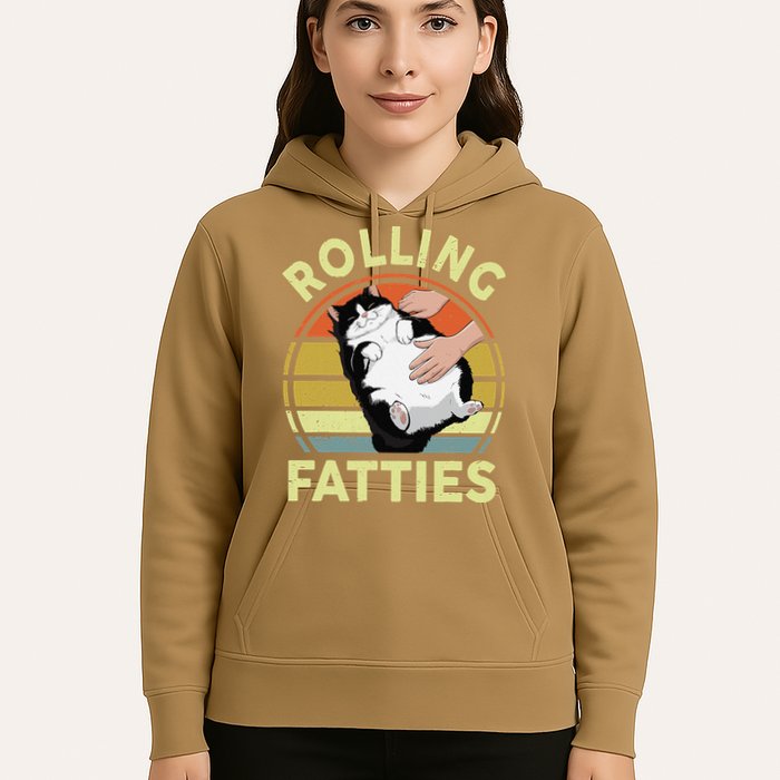 Tuxedo Cat Breed Rolling Fatties Funny Mom Dad Kitten Retro Hoodie