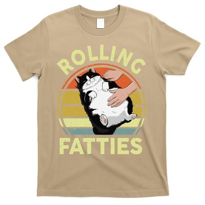 Tuxedo Cat Breed Rolling Fatties Funny Mom Dad Kitten Retro T-Shirt