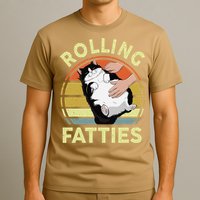 Tuxedo Cat Breed Rolling Fatties Funny Mom Dad Kitten Retro T-Shirt