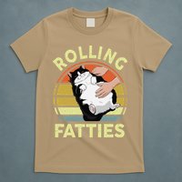 Tuxedo Cat Breed Rolling Fatties Funny Mom Dad Kitten Retro T-Shirt