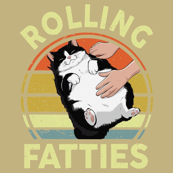 Tuxedo Cat Breed Rolling Fatties Funny Mom Dad Kitten Retro T-Shirt