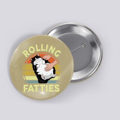 Tuxedo Cat Breed Rolling Fatties Funny Mom Dad Kitten Retro Button