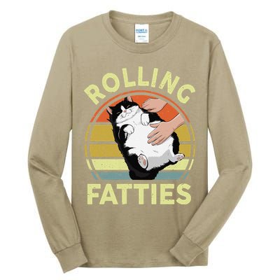 Tuxedo Cat Breed Rolling Fatties Funny Mom Dad Kitten Retro Tall Long Sleeve T-Shirt