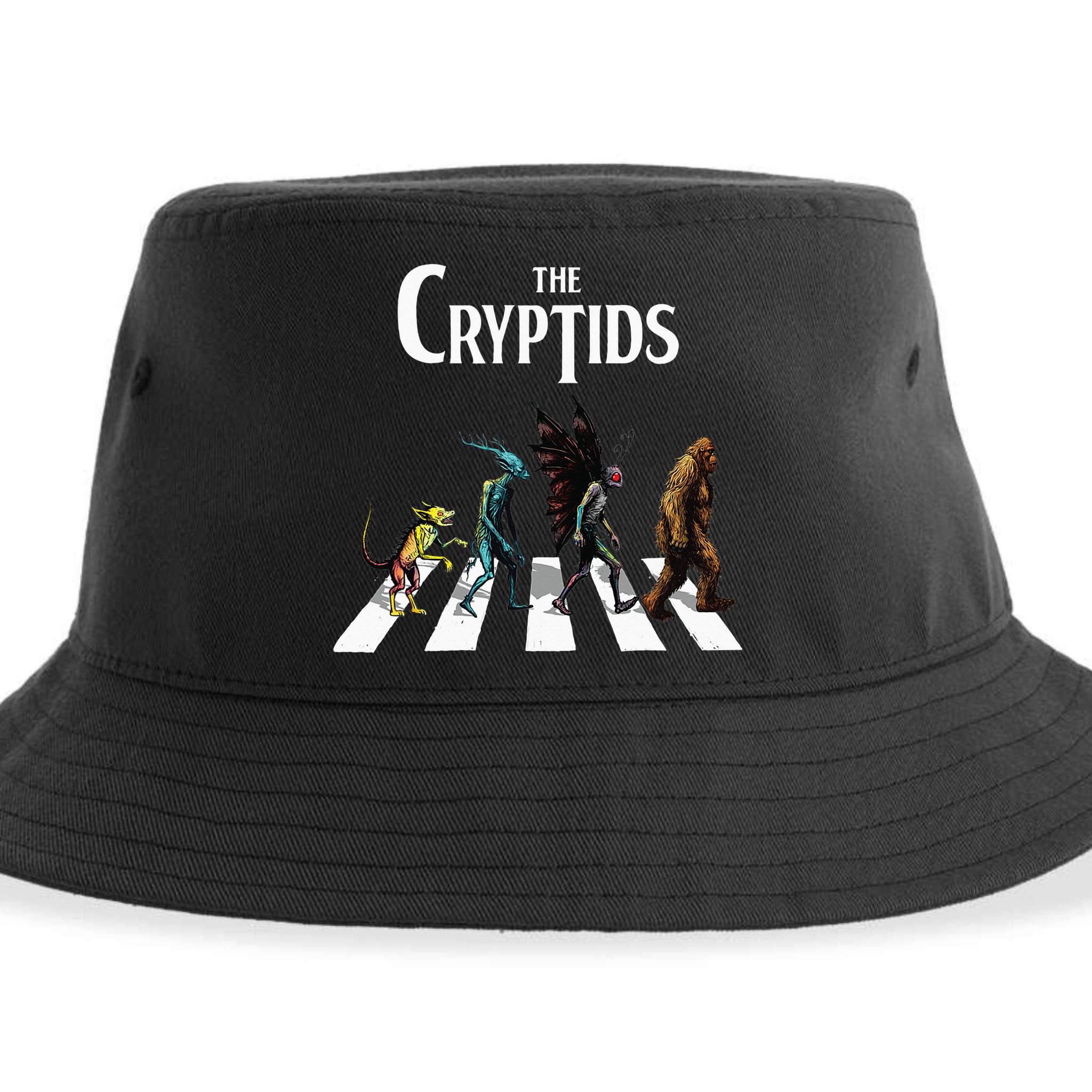 The Cryptids Bigfoot Mothman Wendigo Chupacabra Creatures Sustainable Bucket Hat